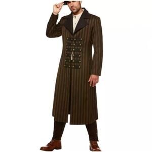Spirit‎ Steampunk Trench Coat M Black Brown Wool Costume Halloween